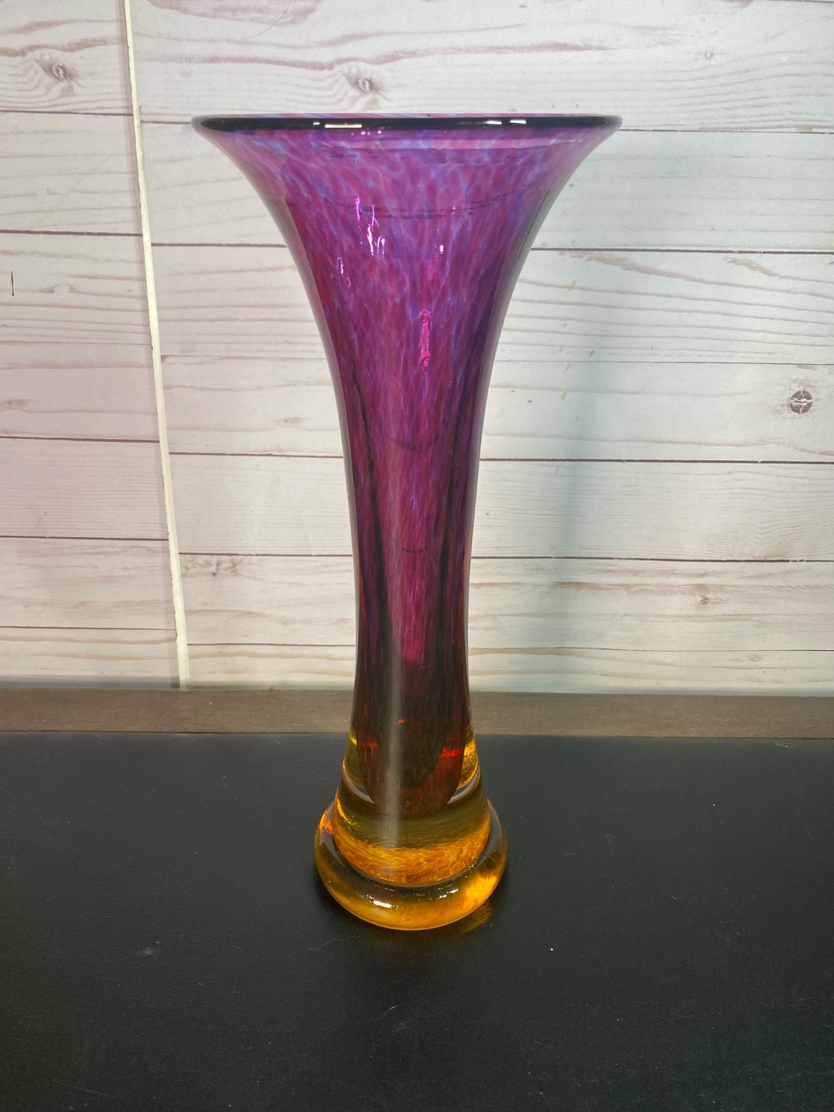 Young and Constantin Art Glass Vase 12.5” High Purple Trumpet Shape 0030136