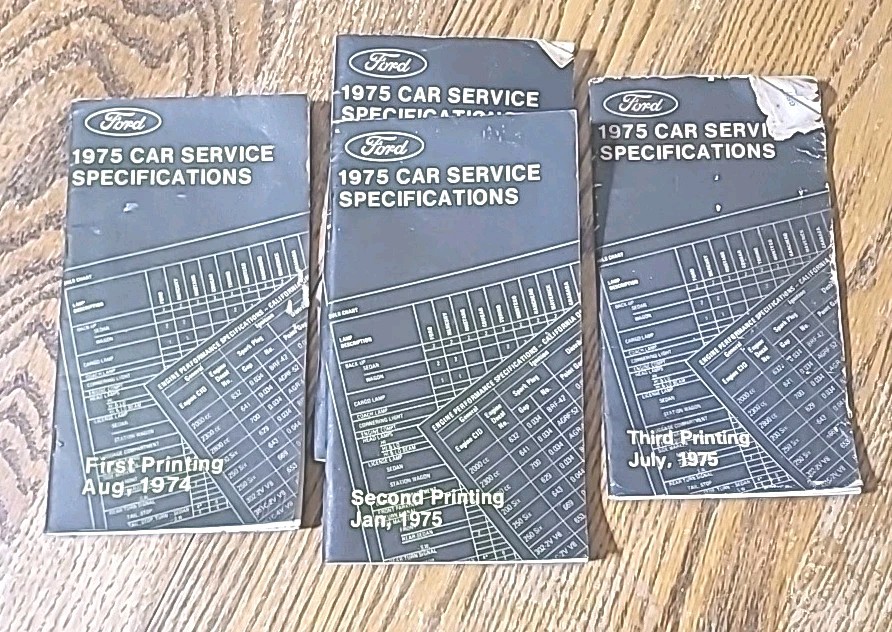VTG Ford 1975 Car Service Specifications. 1st, 2nd, 3rd Printing. 4 Books Total.