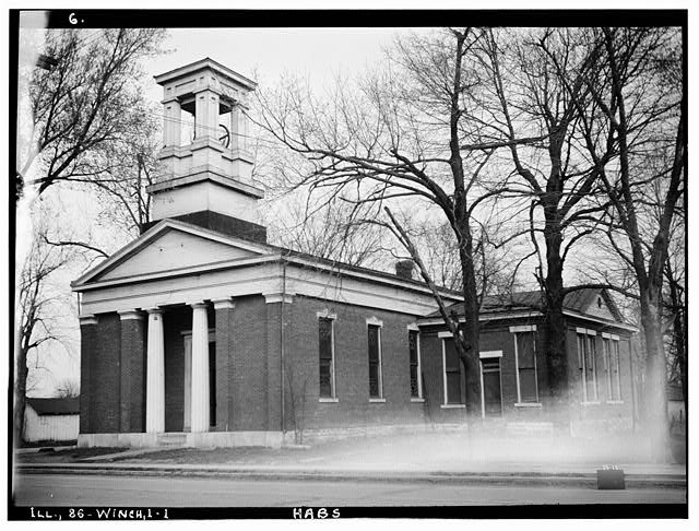Photo:Winchester Illinois Presbyterian Church 1865 HABS Brick Bell Tower