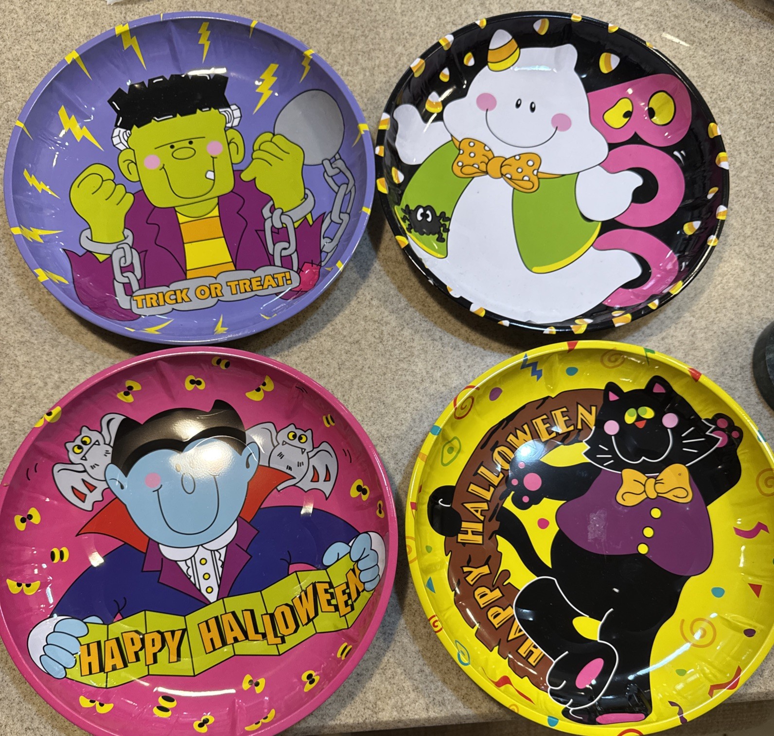 Vtg 90s Halloween Tin Trays Set of 4 Midwestern Home Retro