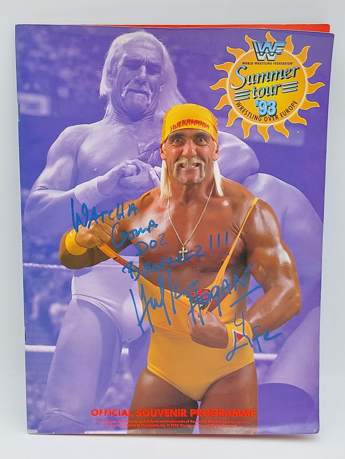 WWF Wrestling Euro Summer Tour 1993 Souvenir Programme Booklet with 8 Autographs