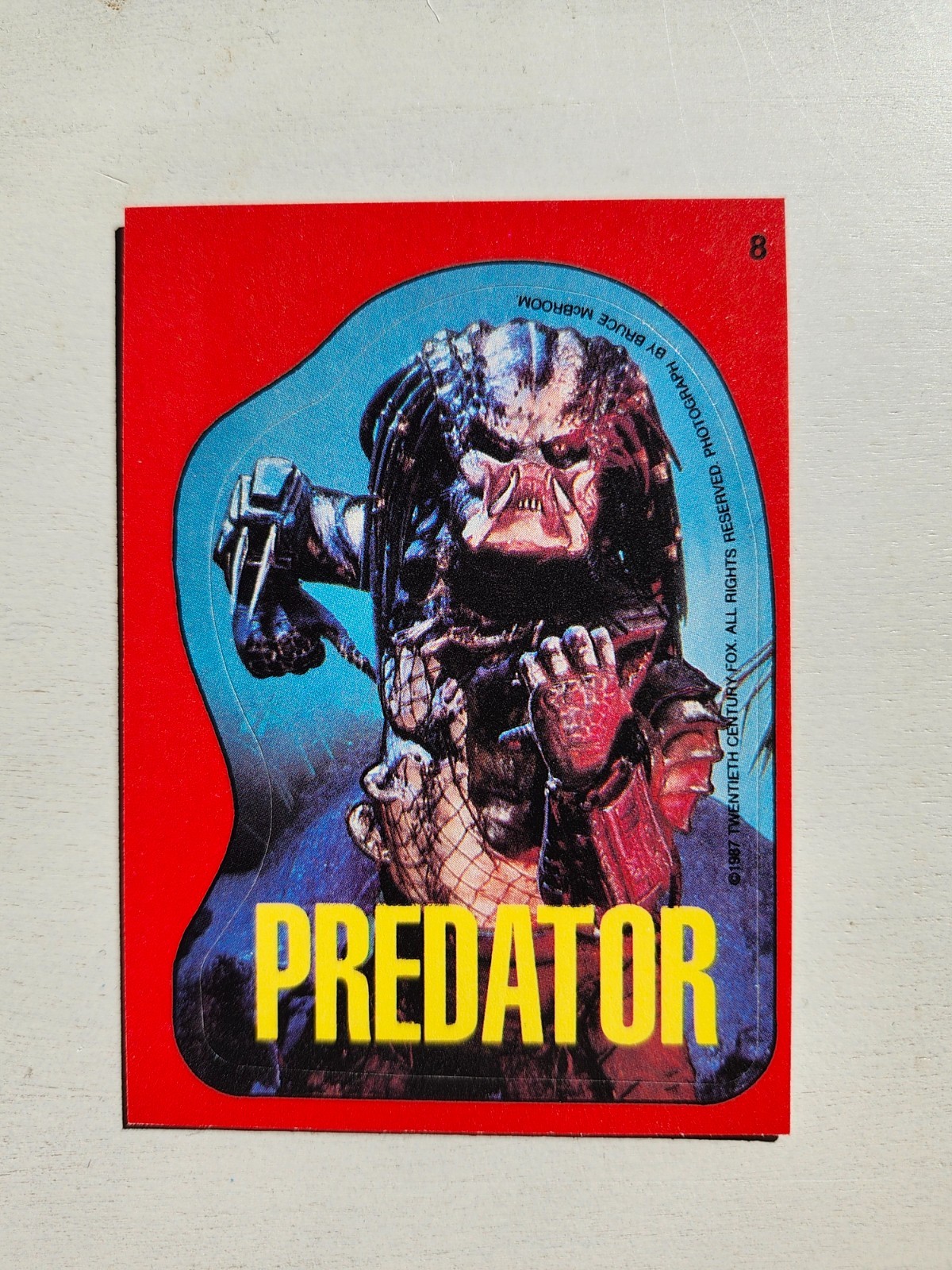 Fright Flicks RARE Vintage 1988 Predator Sticker #8 Arnold Schwarzenegger VG