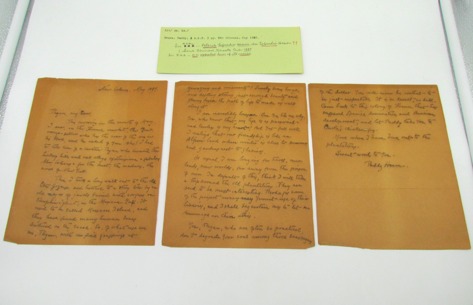 1887 Lafcadio Hearn ALS Unpublished New Orleans Letter Signed Some Chinese Ghost