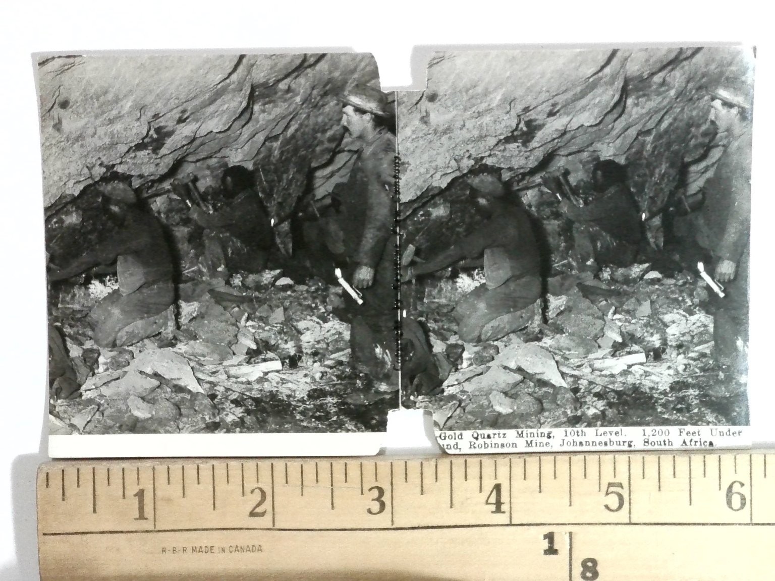 Gold Quartz Mining Stereoview Robinson Mine Johannesburg South Africa 1900s