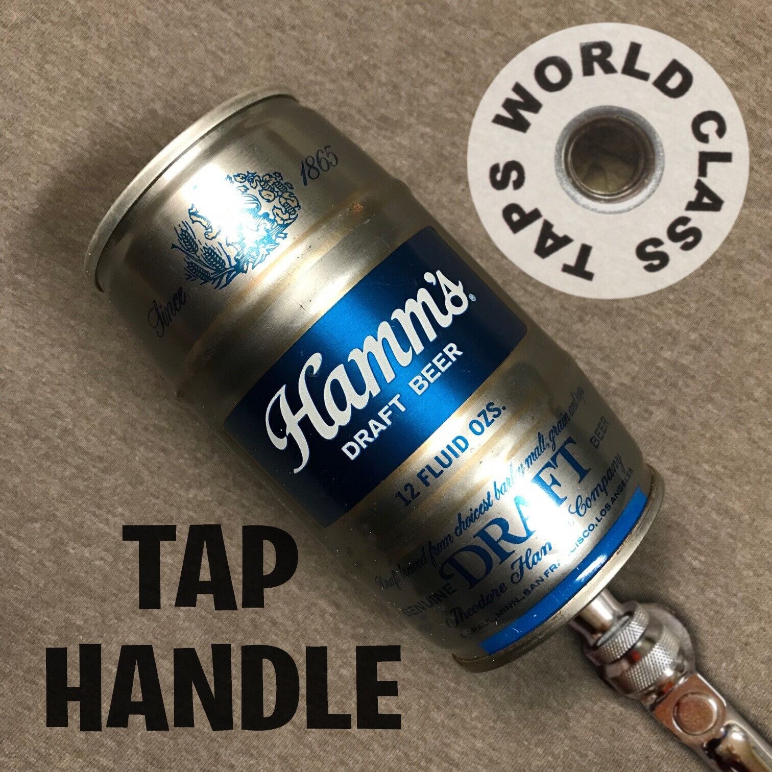 NICE vintage HAMM\'S KEG CAN beer TAP HANDLE marker KEGERATOR steel draft TAPPER