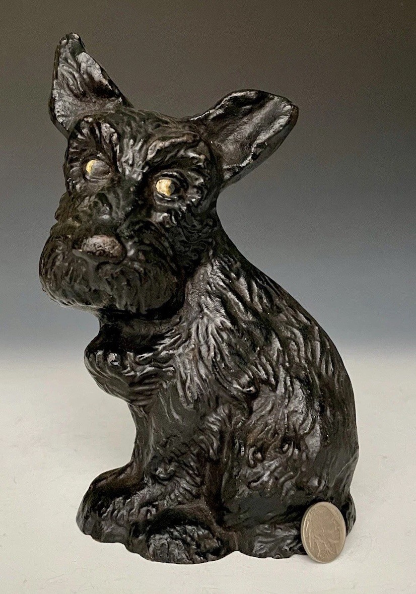 Wilton Cast Iron Scottie Dog Door Stop, Original Paint, Wrightsville PA, c.1940