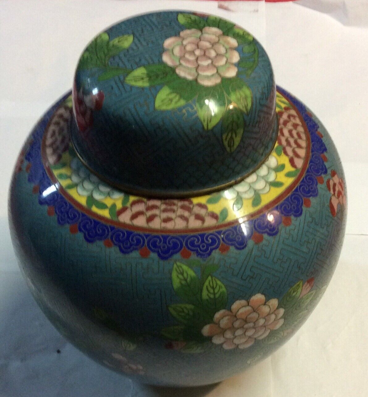 VTG Antique Chinese Cloisonné Ginger Jar( Floral).
