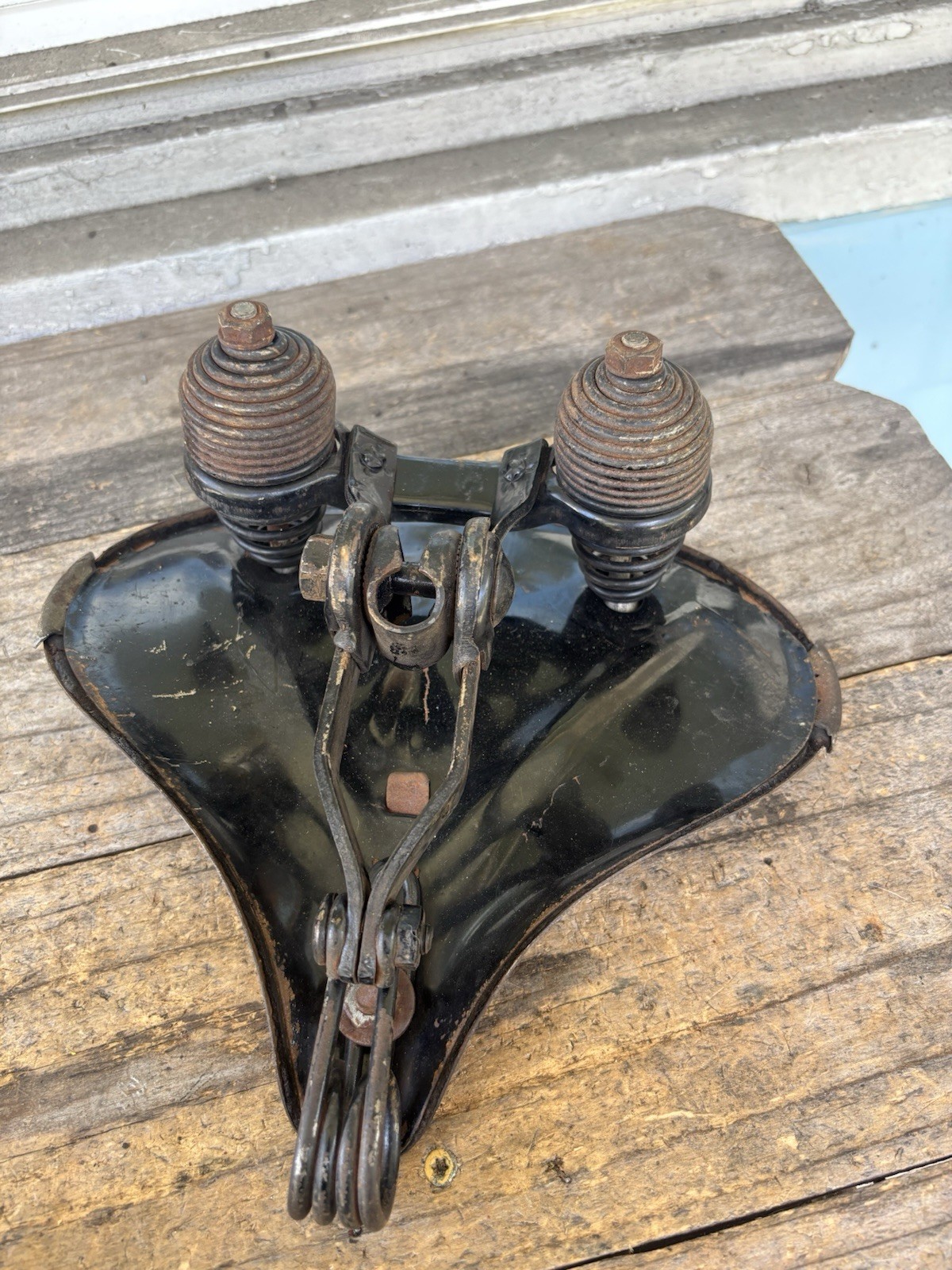 Vintage Bicycle Metal Seat Pan w/ Side Tabs- Tank Bike Ballooner- War