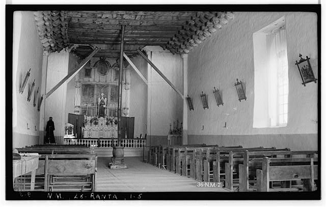 Photo:Ranchos de Taos New Mexico 1934 Mission Church Interior Nave Altar