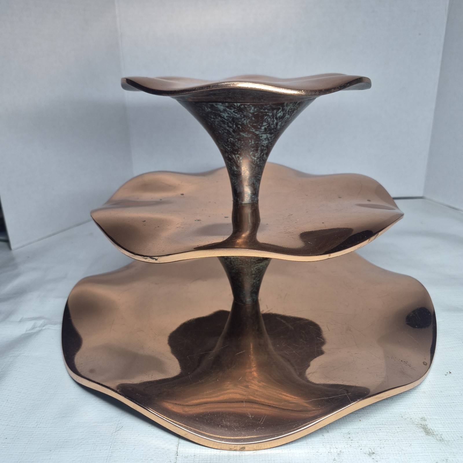 Nambe Metal Copper Finish Canyon Lisa Smith Three Tiered Serving Tray 2009