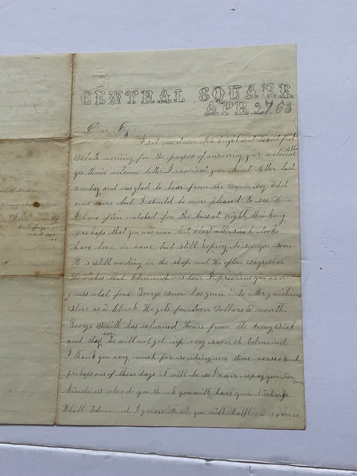 CIVIL WAR LETTER TO SOLDIER FROM LOVE ONE MENTIONS SOLDIERS GO HOME SICK CIVIL WAR LETTER TO SOLDIER FROM LOVE ONE MENTIONS SOLDIERS GO HOME SICK