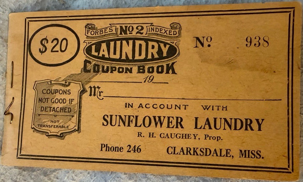 Antique 1920's Sunflower Laundry Coupon Book Clarksdale, Miss. NEW Fully Intact