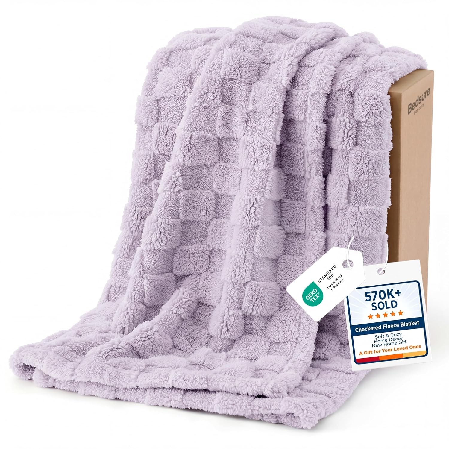 Bedsure Purple Checkered Fleece Throw Blanket, Women Room Decor,50\ Bedsure Purple Checkered Fleece Throw Blanket, Women Room Decor,50\
