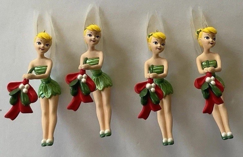 Disney Tinker Bell Mini Figurine Christmas ornaments Set of 4, 3