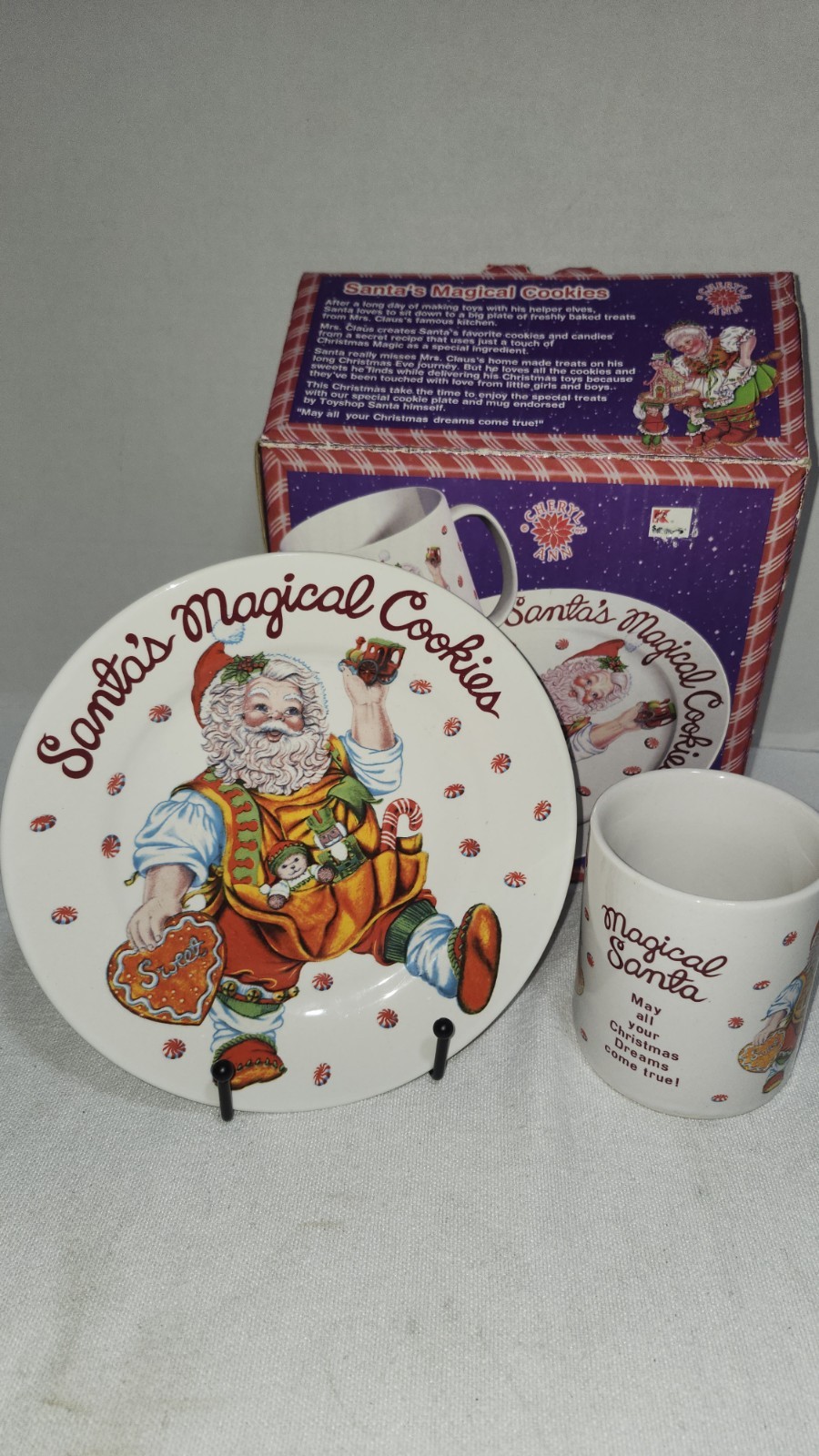 K-MART'S SANTA'S MAGICAL COOKIES PLATE AND CUP IN ORIGINAL BOX VINTG. K-MART'S SANTA'S MAGICAL COOKIES PLATE AND CUP IN ORIGINAL BOX VINTG.