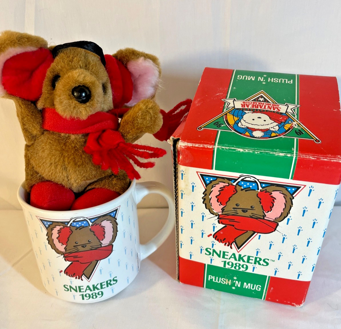 Vintage 1989 Sneakers Plush and Mug Set | 80s Nostalgia Gift | Includes Box