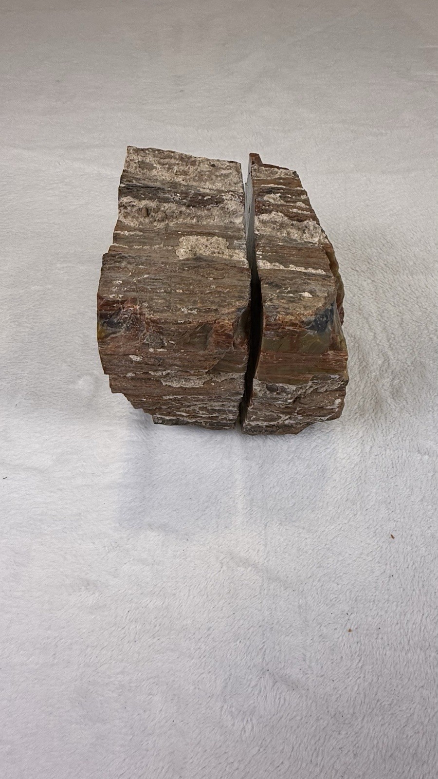 Vintage Natural Stone Mountain Bookends Jasper Agate Style Rough Cut Pair