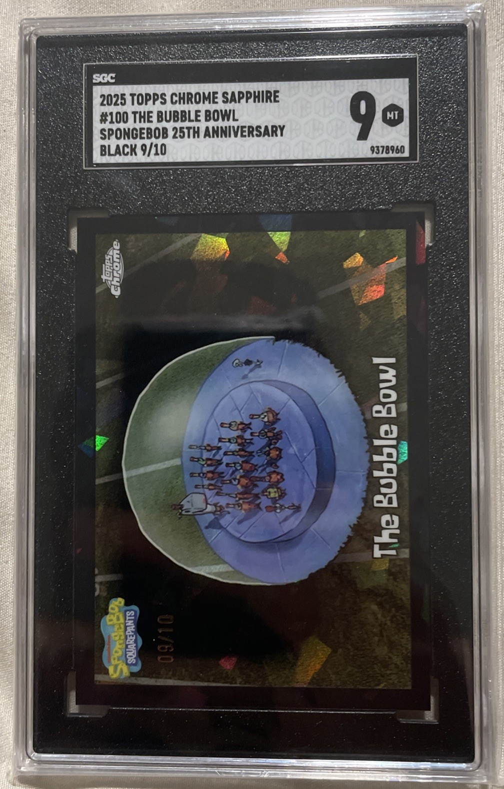 2025 TOPPS CHROME SPONGEBOB 25TH ANNIVERSARY SAPPHIRE THE BUBBLE BOWL /10   Sgc9
