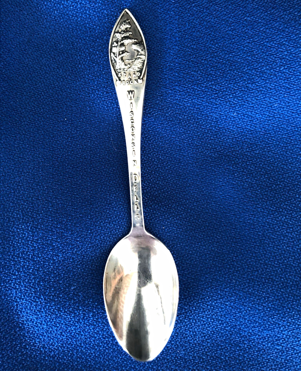 Marked STERLING SILVER Demitasse Souvenir Spoon Wisconsin Dells Stand Rock 1960 Marked STERLING SILVER Demitasse Souvenir Spoon Wisconsin Dells Stand Rock 1960