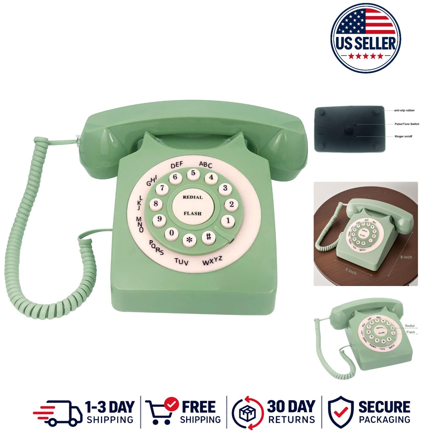 Retro Corded Landline Phone, Classic Vintage Old Fashion Telephone for Home &... Retro Corded Landline Phone, Classic Vintage Old Fashion Telephone for Home &...