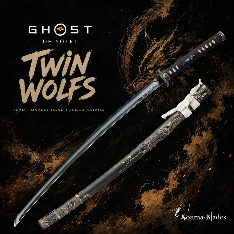 Twin Wolves from Ghost of Yotei, Atsu\'s Sword 1:1 Scale Game Accurate Replica