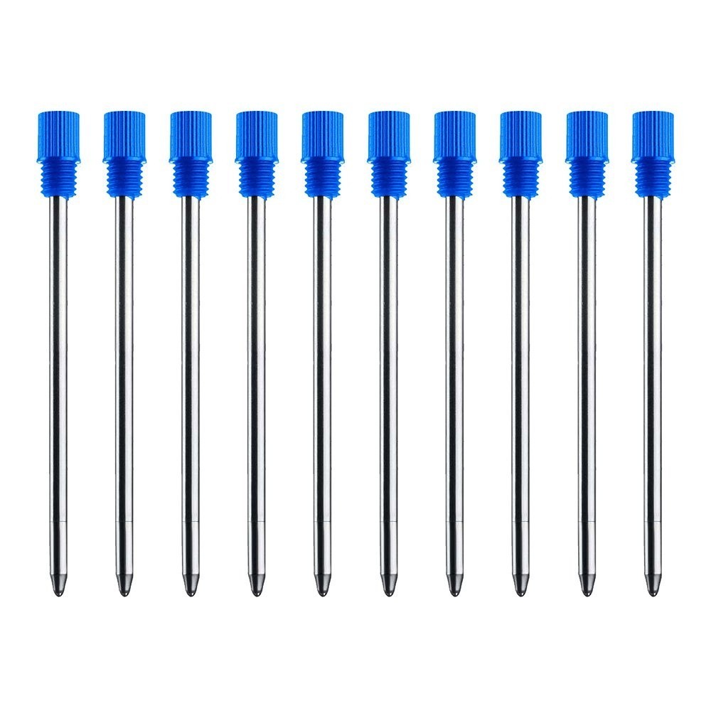 10 Pcs Blue Ink Ballpoint Pen Refills Standard Twist Metal Pen Cartridge
