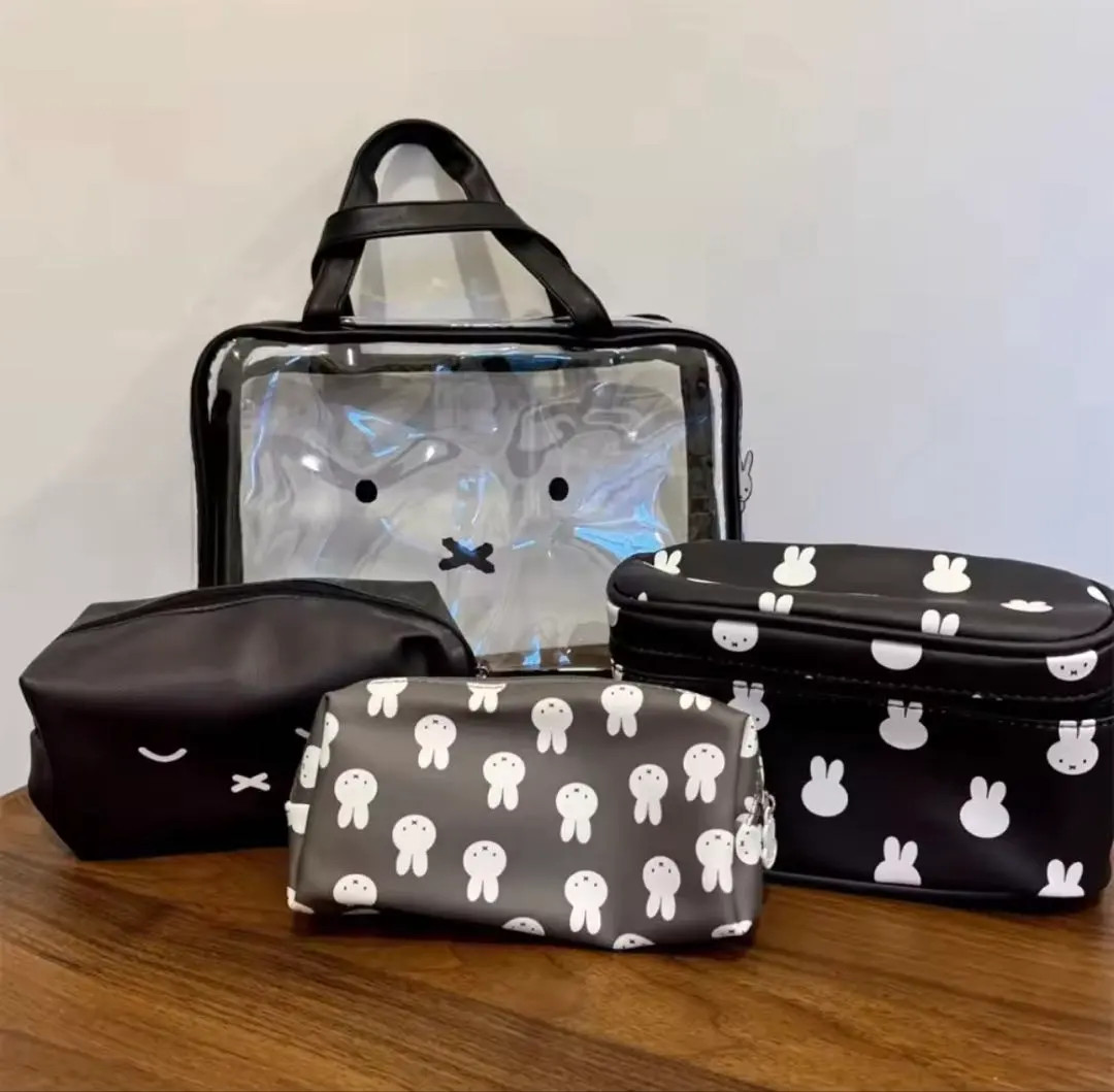 Miffy Dick Bruna Travel Pouch Set 4pcs Black Clear Bag Cosmetic Case Hapi+tas FS