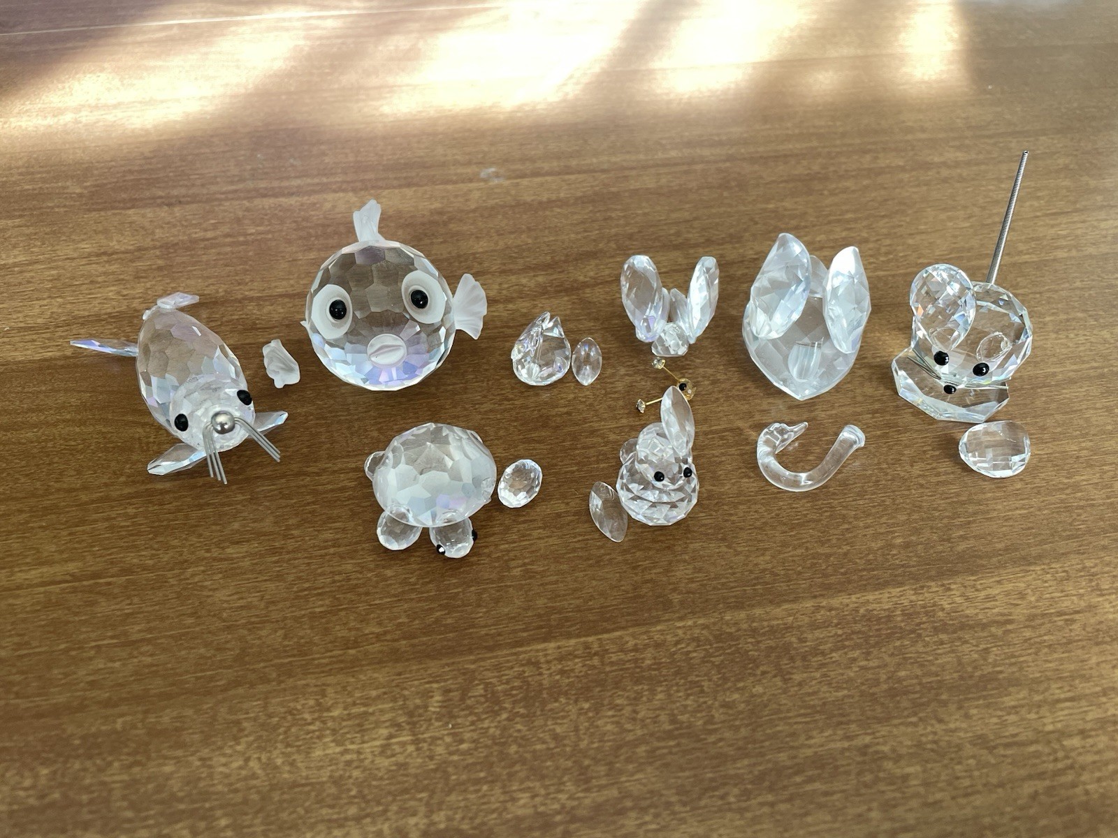 Vintage Swarovski Crystal Lot of 8 Retired Figurines from 1980s - BROKEN PIECES