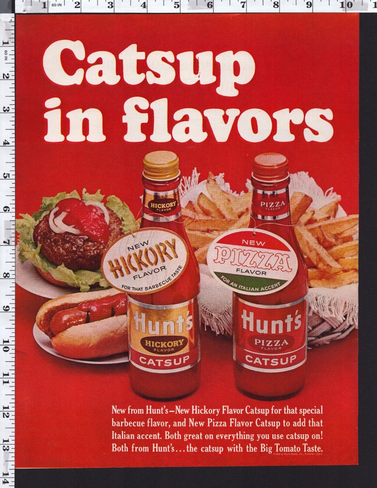 1965 Vintage Print Hunt's Catsup USA