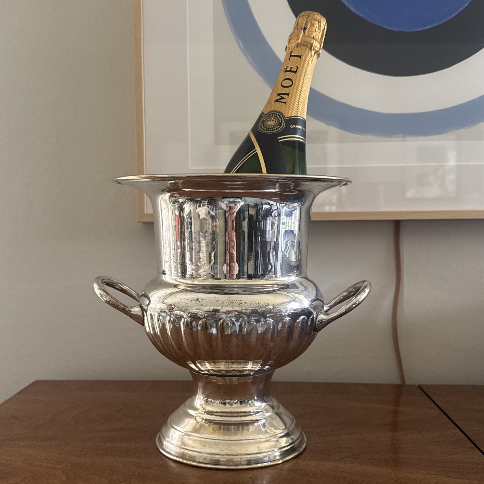 Vintage EPNS Silver Plate Trophy Urn Champagne Wine Ice Bucket w/ Handles, 9.5” Vintage EPNS Silver Plate Trophy Urn Champagne Wine Ice Bucket w/ Handles, 9.5”