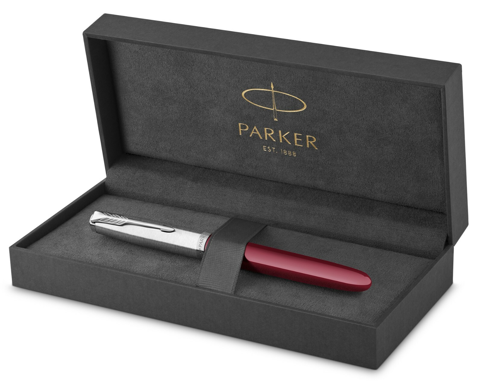 Parker 51 Fountain Pen Burgundy & Chrome Fine Point New In Original Box 2123496