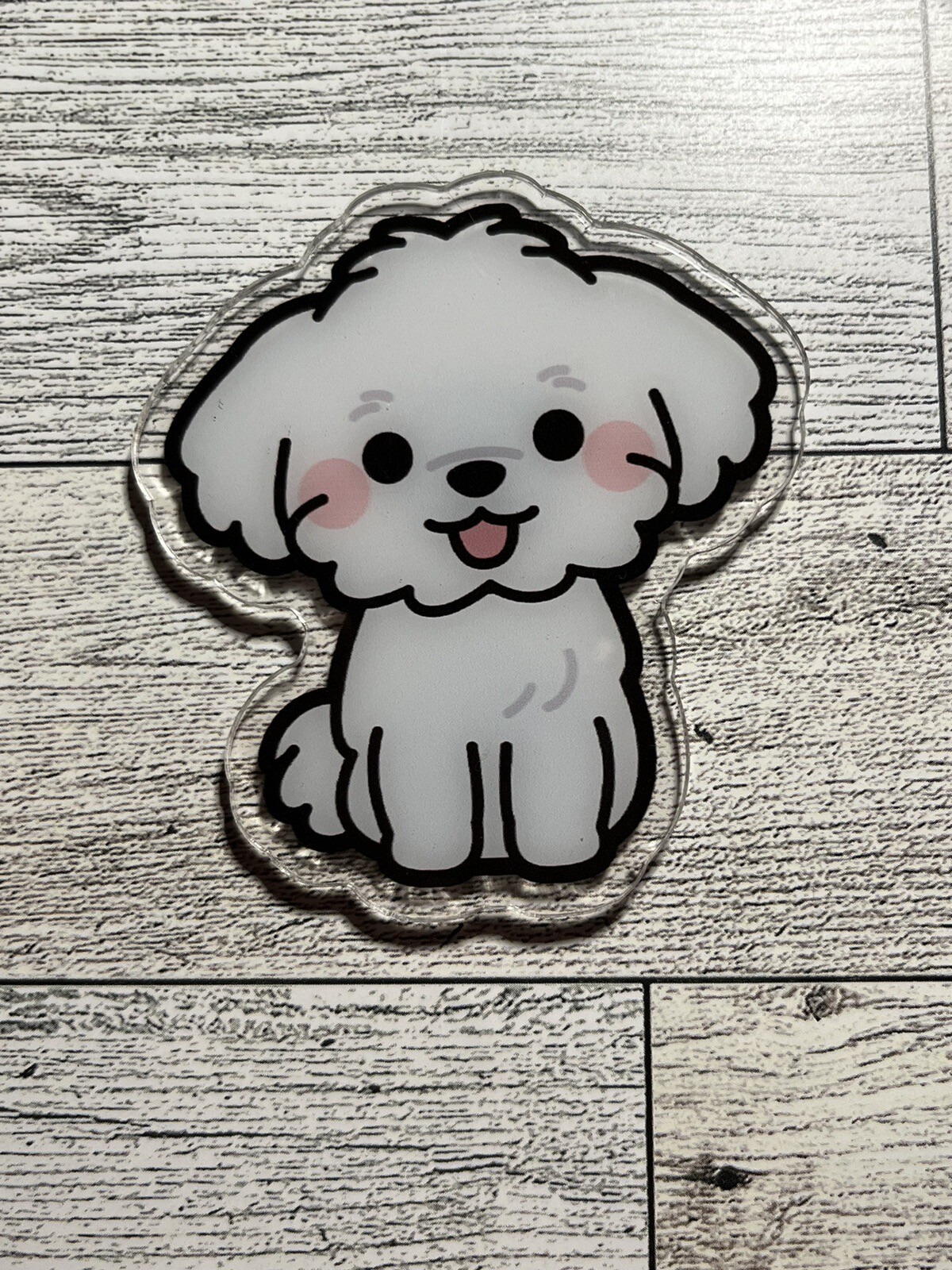 Cute Fluffy White Puppy Dog Acrylic Magnet