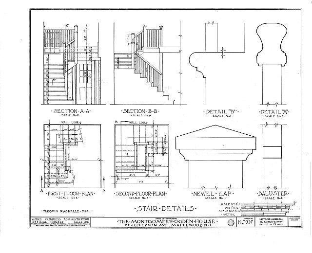 Photo:Maplewood New Jersey Montgomery Ogden House 1930s Stair Details HABS