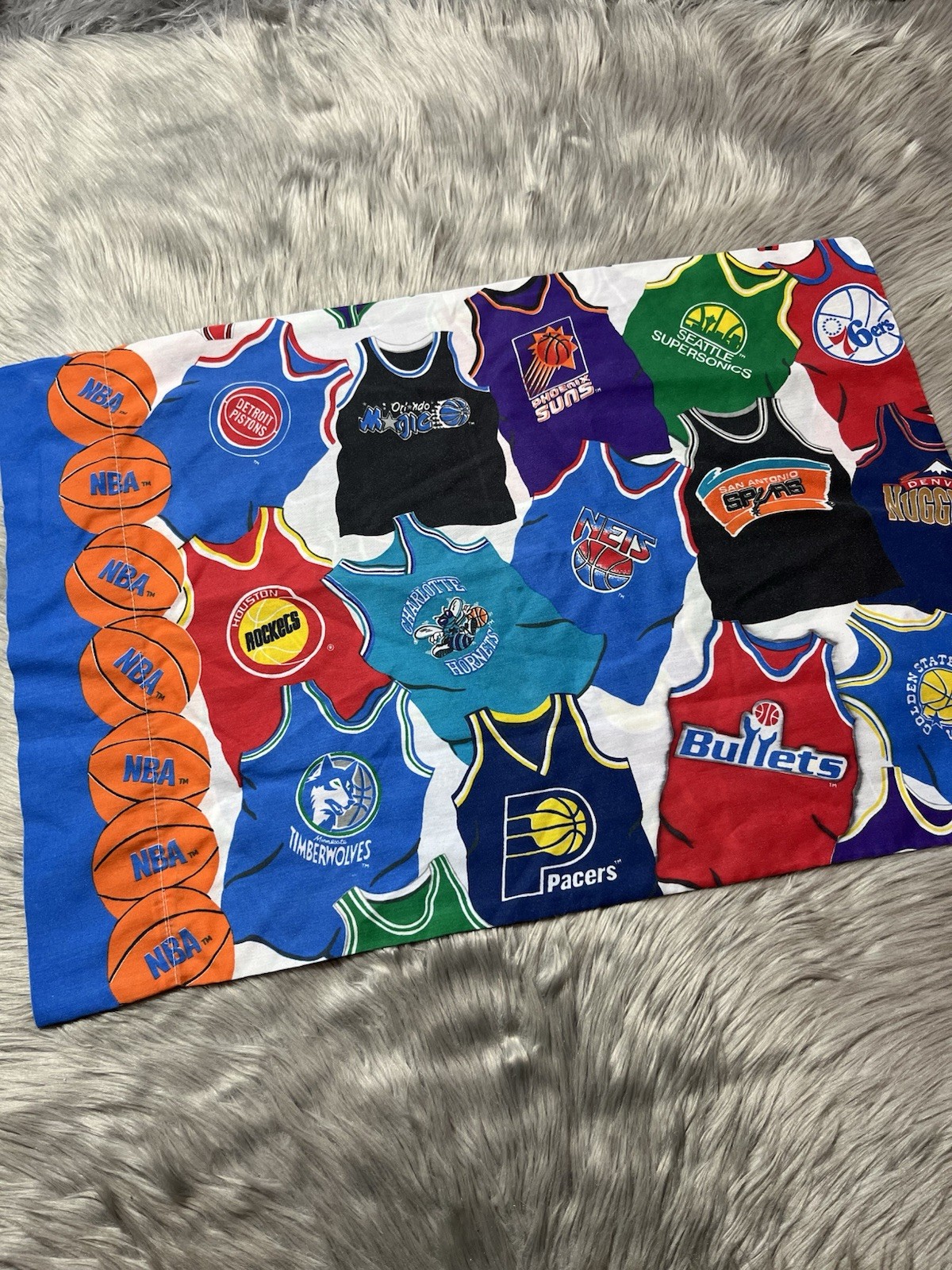 Vintage 90s NBA Basketball Jersey Team All Over Print Pillowcase