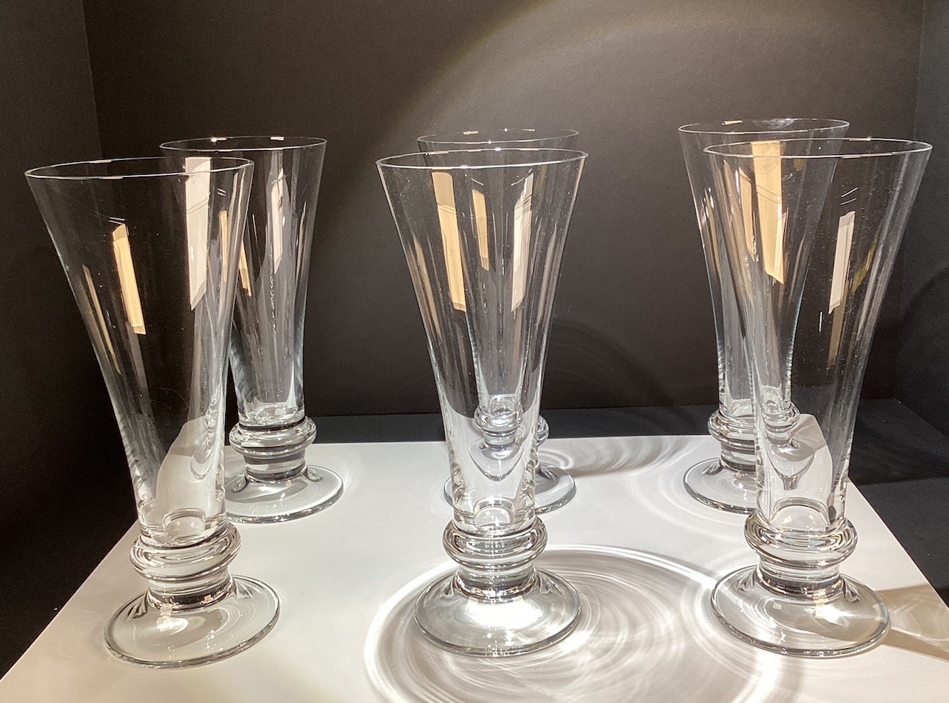 6 VTG Pilsner Footed Beer Cocktail Barware Glasses