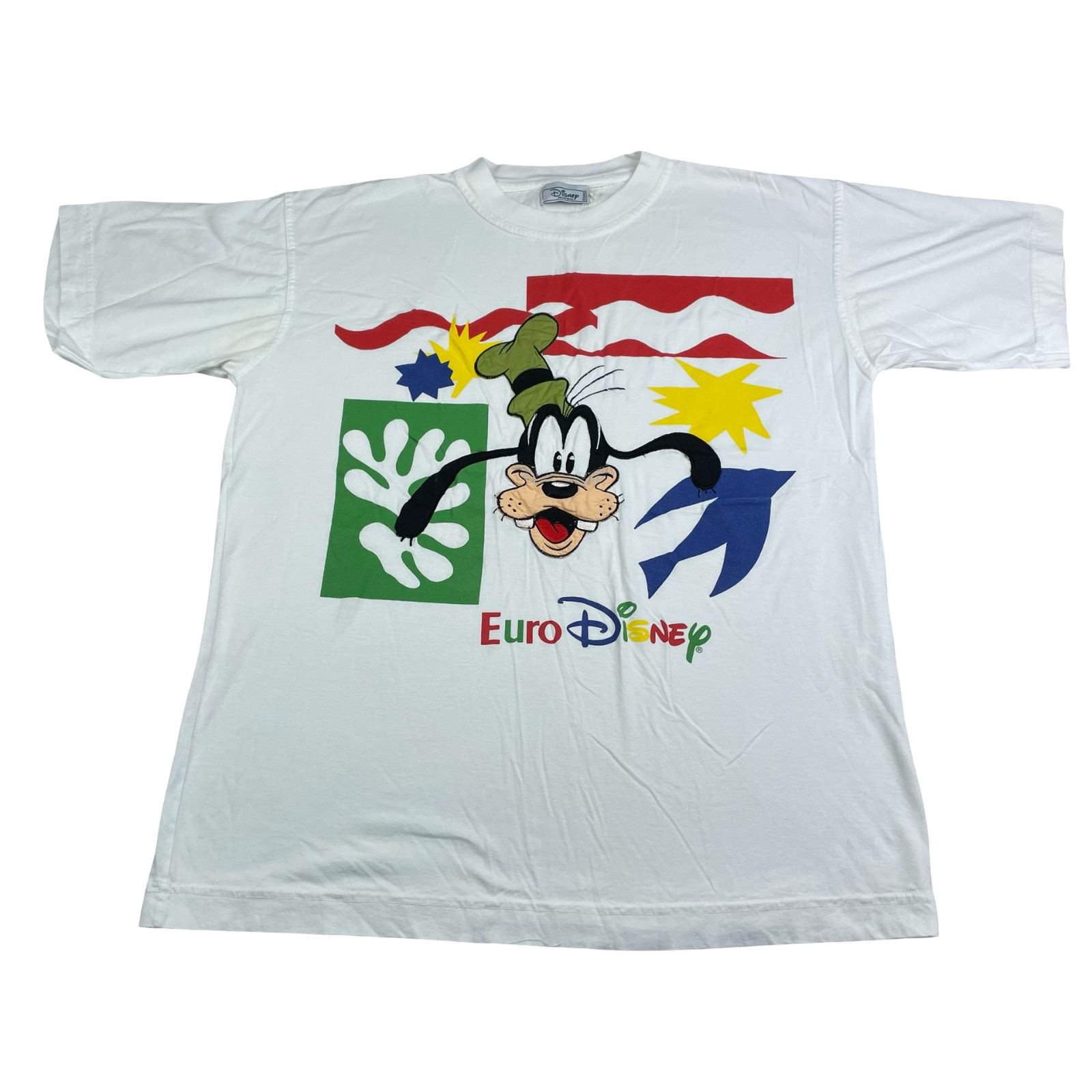 VTG Euro Disney Goofy Men's 100% Cotton S/S T-Shirt White • Small/Medium