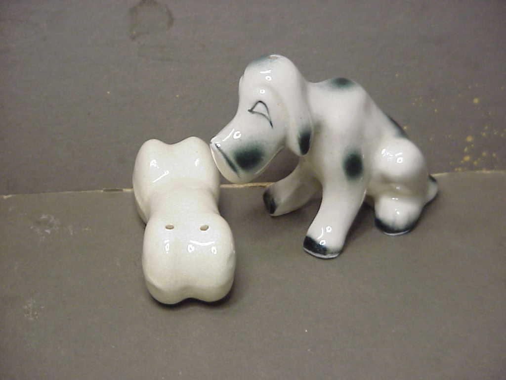 A Dog & His Bone figural S&P Shakers - Japan