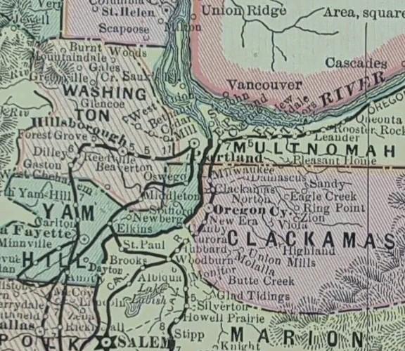Vintage 1885 OREGON Map 13