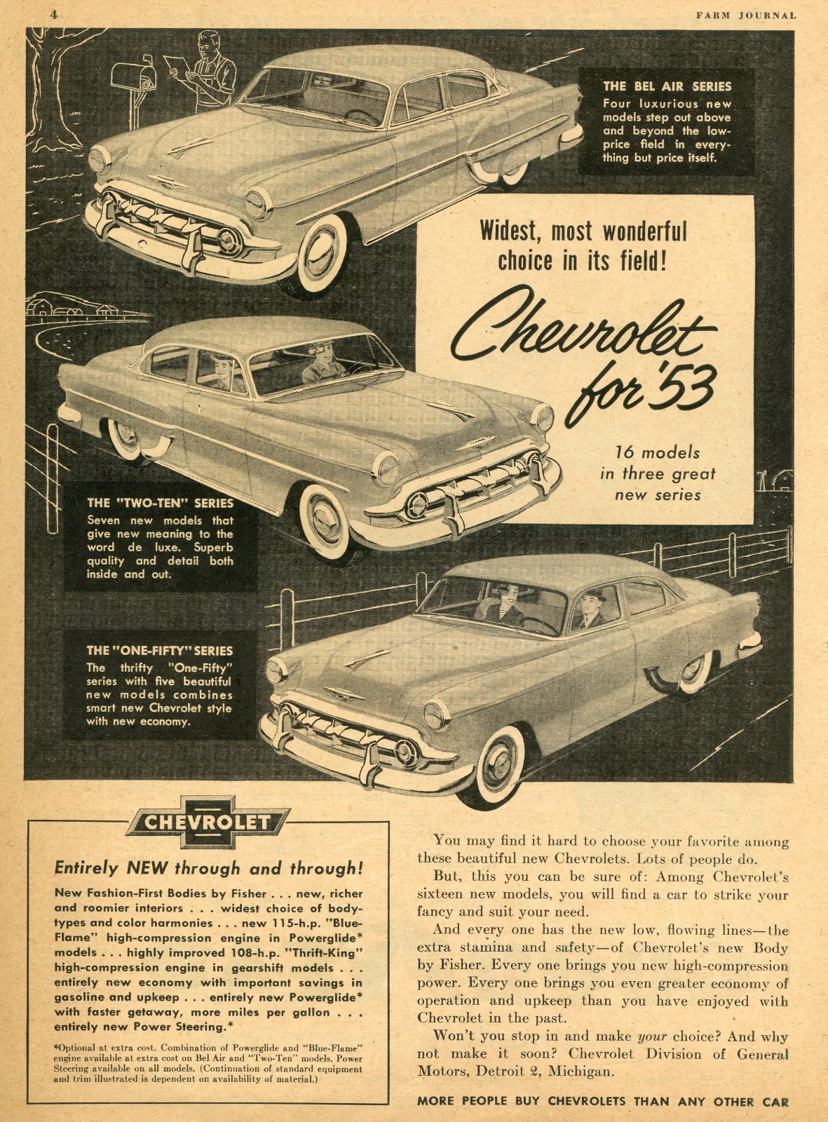 1953 CHEVROLET BEL AIR CAR AD