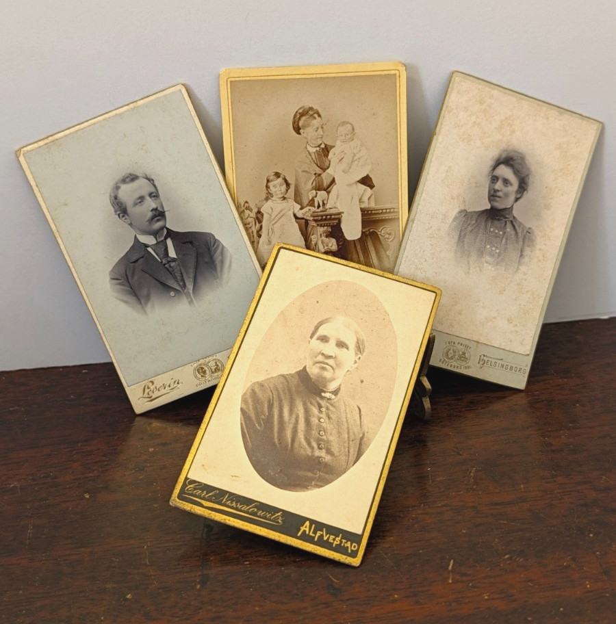 Lot of 4 Antique European CDV Photos Sweden Germany Victorian Family Portraits