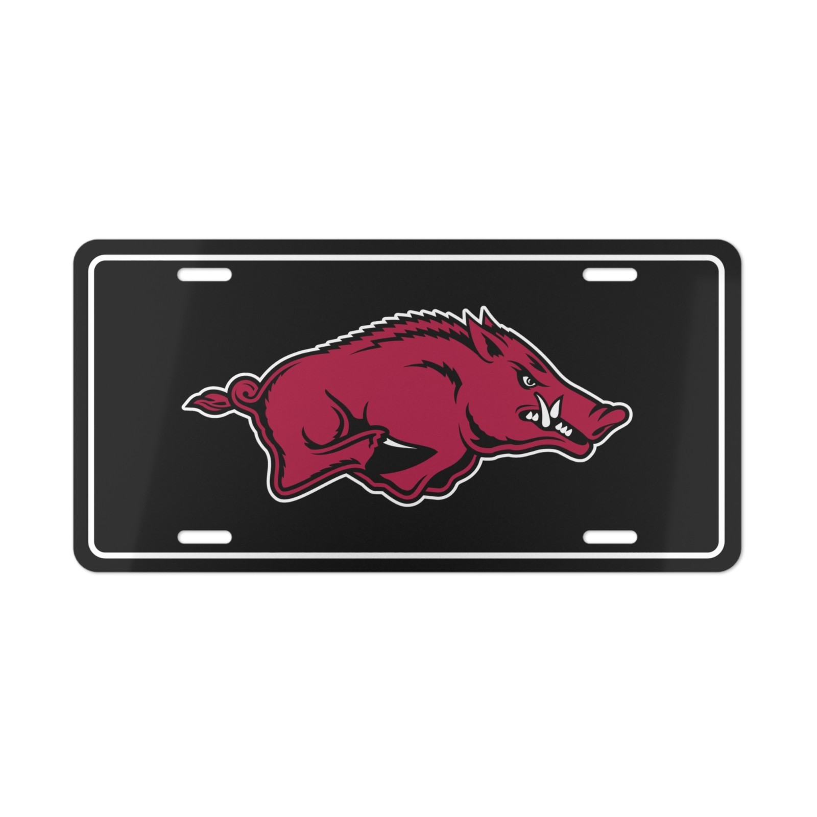 Arkansas Razorbacks Vanity License Plate – College Car Tag (Black Background)