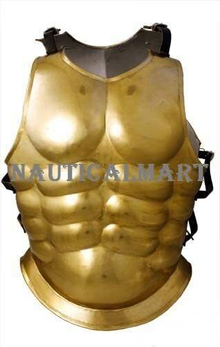 Medieval Epic Steel Medieval Gold Finish Chest Plate Greek Costume