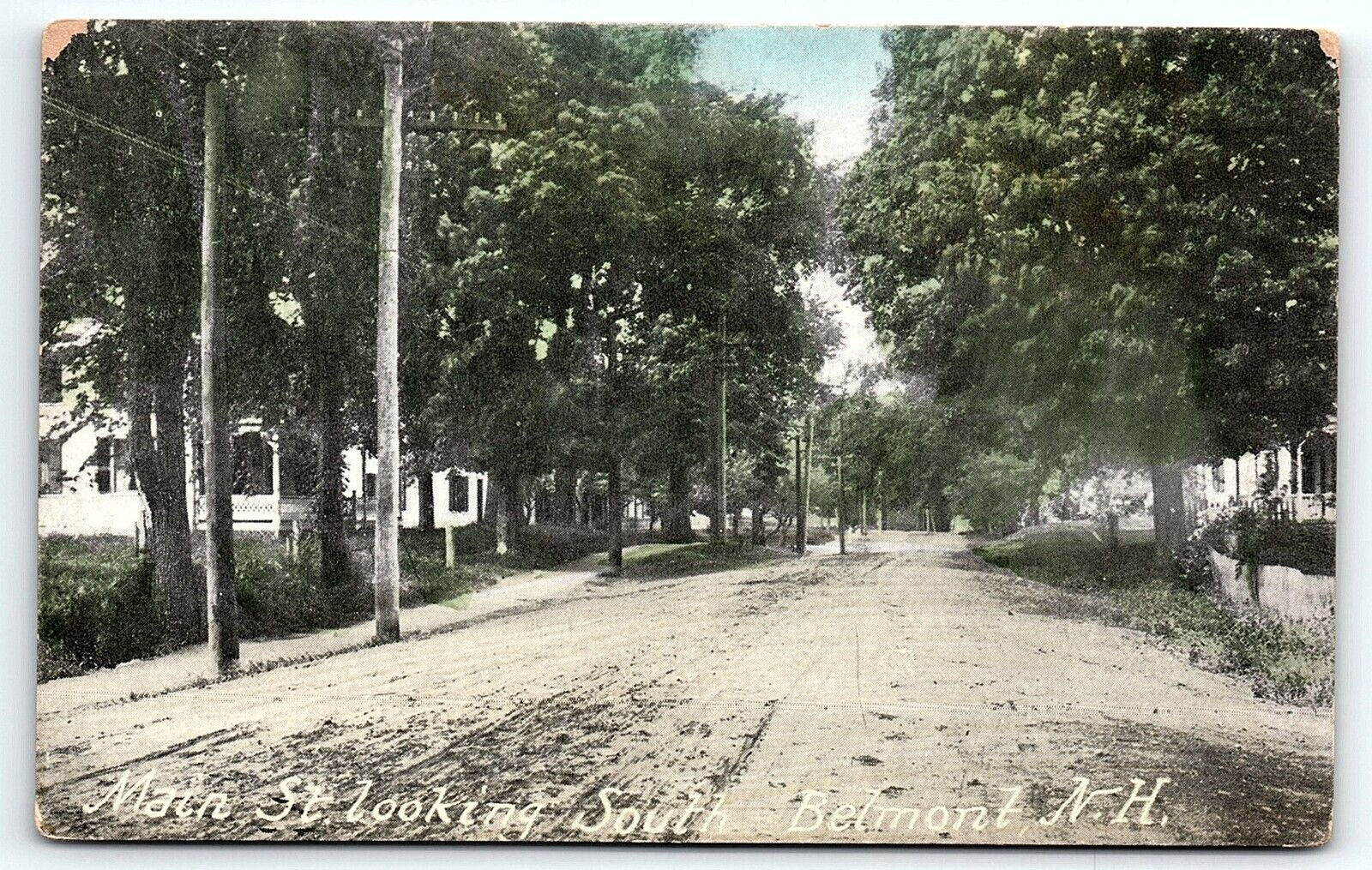 c1910 BELMONT NEW HAMPSHIRE MAIN ST LOOKING SOUTH FRANK W SWALLOW POSTCARD P797