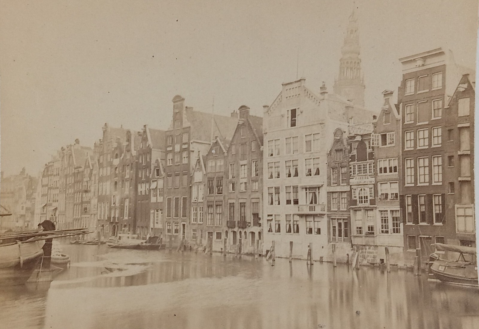 AMSTERDAM HOLLAND City Canal View Vintage Albumen Photograph