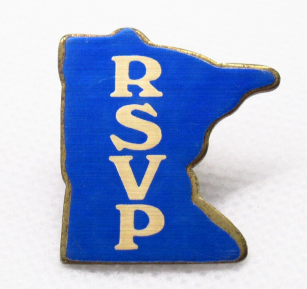 Vintage RSVP Lapel Pin Minnesota State Shape Blue Volunteer Recognition Program