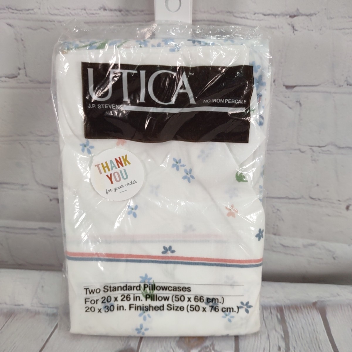 2pk VTG Utica Pillow Cases WINDMILL FLOWER WEDGE BLUE Percale J.P. Stevens NBO