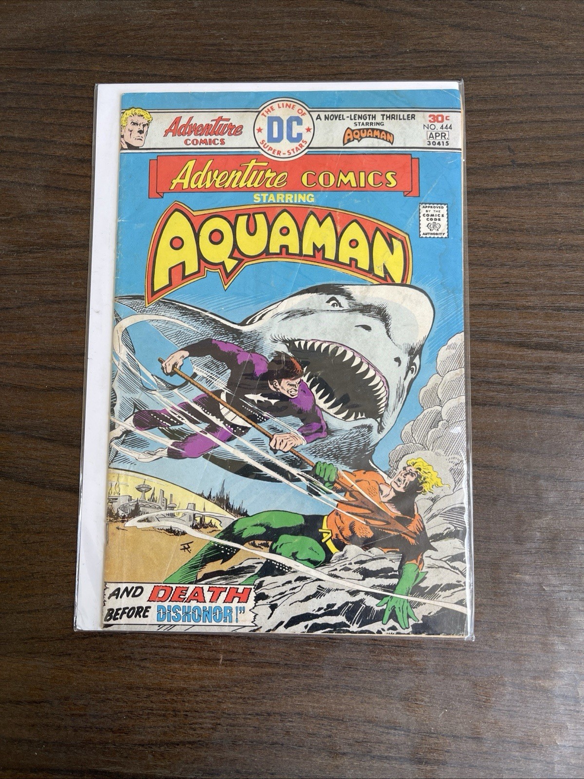 Adventure Comics #444 DC 1976 Aquaman Shark Cover Jim Aparo Adventure Comics #444 DC 1976 Aquaman Shark Cover Jim Aparo