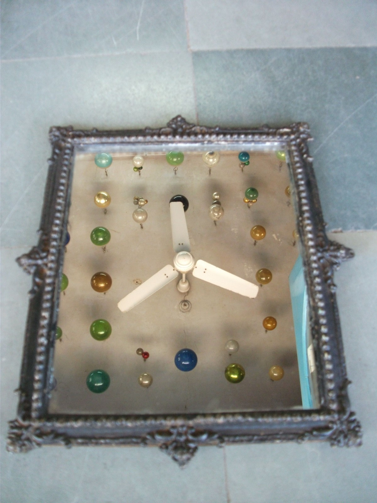 Vintage Antimony Embossed Work Unique Solid Handcrafted Mirror
