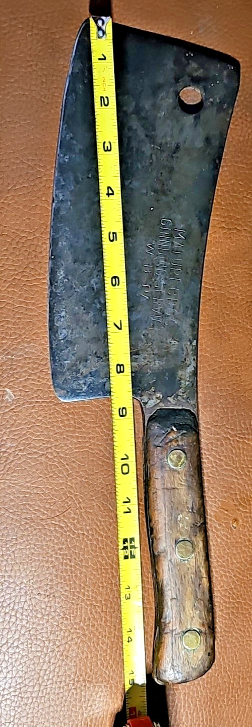 Antique Hog Splitter Meat Cleaver Large 15 inch Marked  MATURI BROS Vintage 