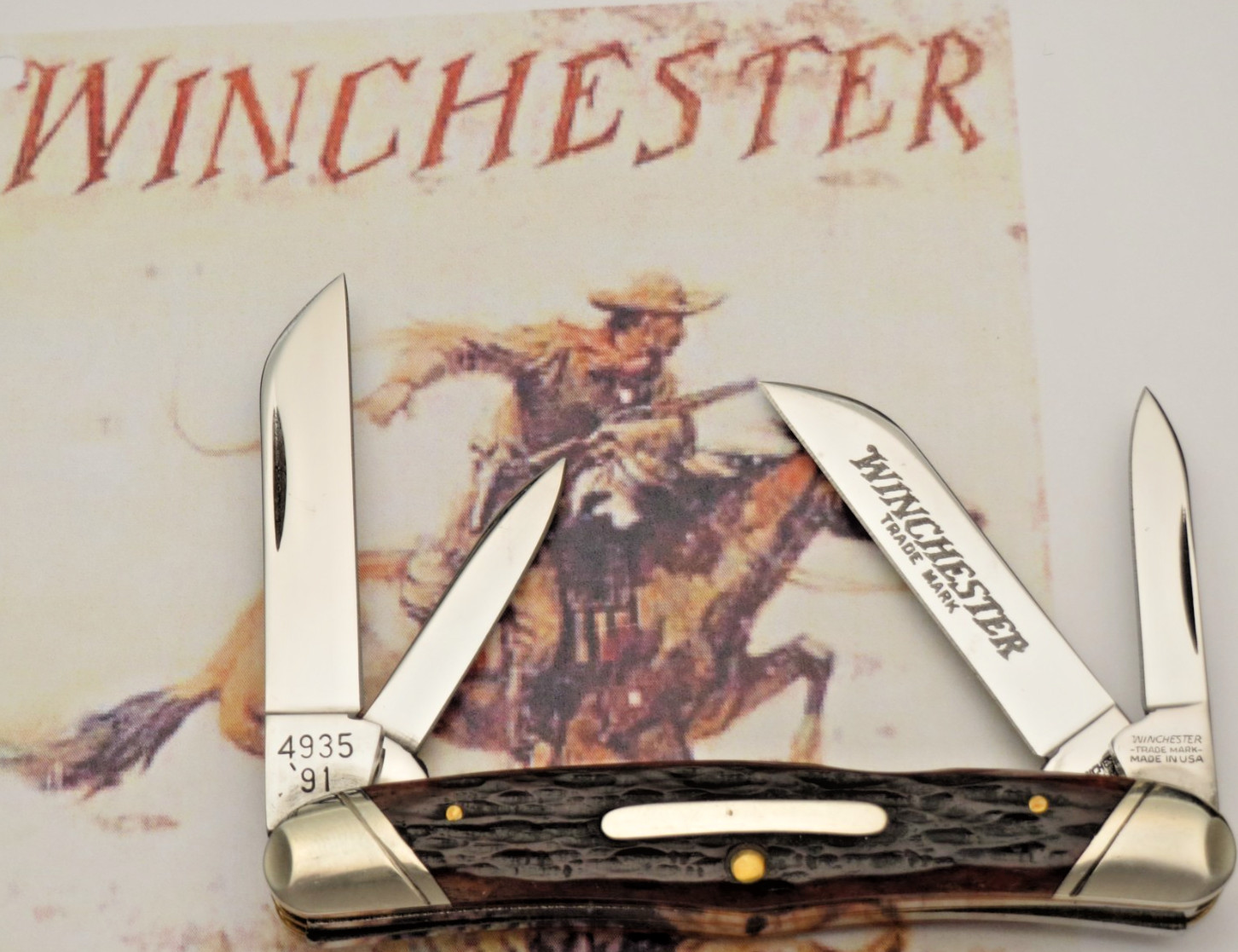 Winchester by Bluegrass/Queen 1991 4935 Humpback Four-Blade Congress Knife MINT